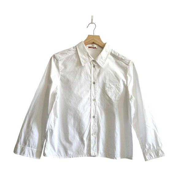 Prada White cotton cropped shirt, size Italian 44/10 US, - Picture 1 of 14